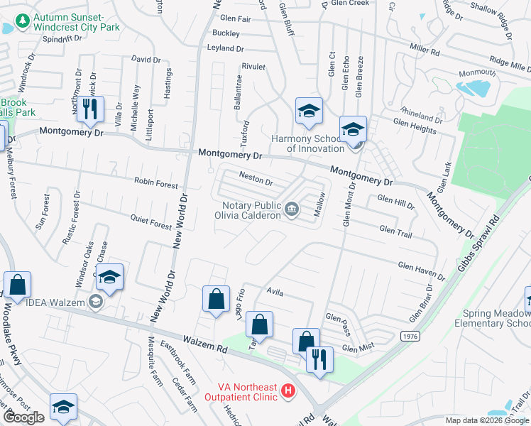 map of restaurants, bars, coffee shops, grocery stores, and more near 7904 Winsford in San Antonio