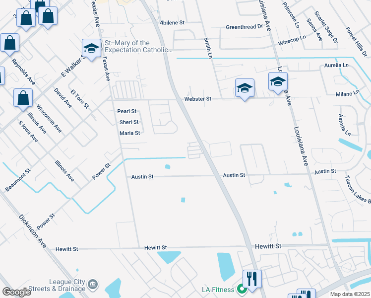 map of restaurants, bars, coffee shops, grocery stores, and more near South Egret Bay Boulevard in League City