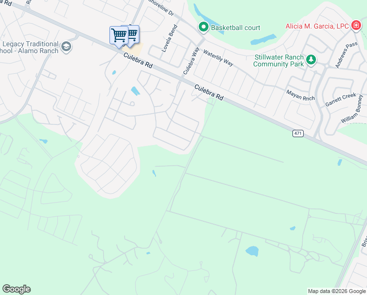 map of restaurants, bars, coffee shops, grocery stores, and more near 13203 Frogs Leap in San Antonio