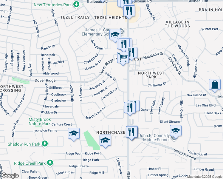 map of restaurants, bars, coffee shops, grocery stores, and more near 9315 Laurel Grove in San Antonio