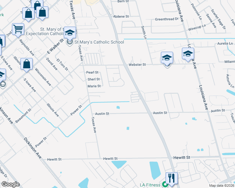 map of restaurants, bars, coffee shops, grocery stores, and more near Unnamed Road in League City