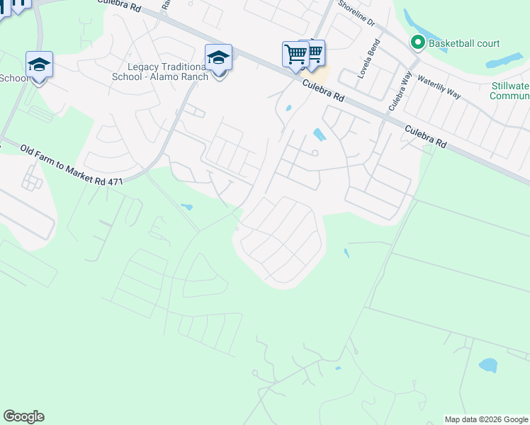 map of restaurants, bars, coffee shops, grocery stores, and more near 7346 Viridian View in San Antonio