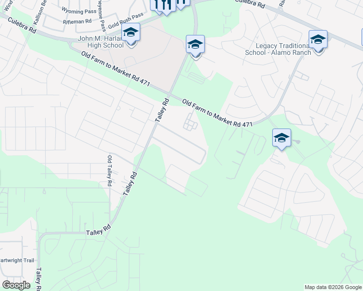 map of restaurants, bars, coffee shops, grocery stores, and more near Pvt Road in San Antonio