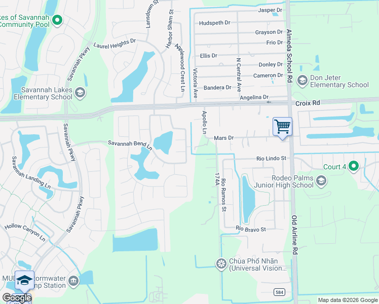 map of restaurants, bars, coffee shops, grocery stores, and more near 5305 Mesquite Willow Lane in Rosharon