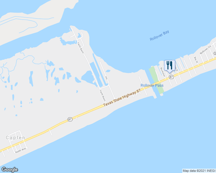 map of restaurants, bars, coffee shops, grocery stores, and more near 1043 Brighton Jones Boulevard in Bolivar Peninsula