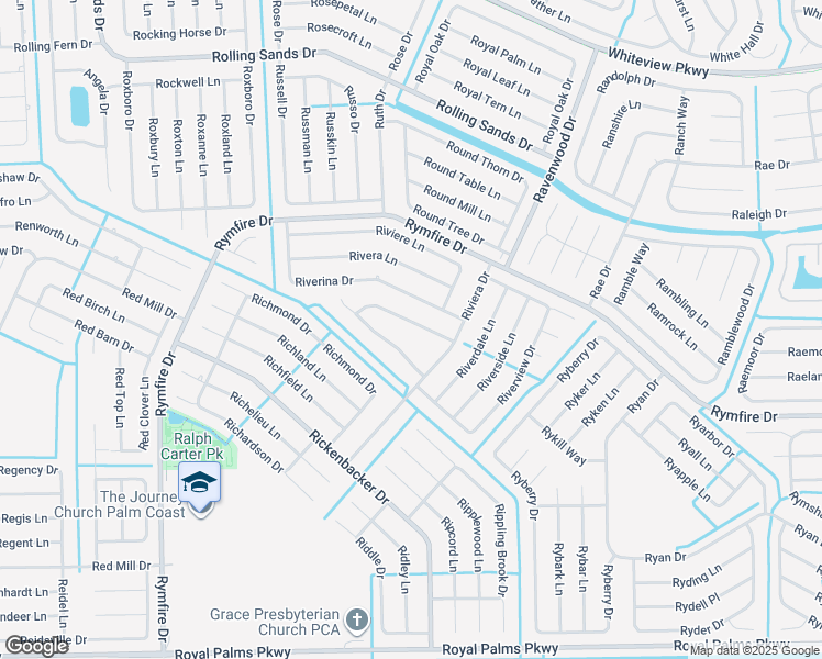 map of restaurants, bars, coffee shops, grocery stores, and more near 15 Riviera Estates Drive in Palm Coast
