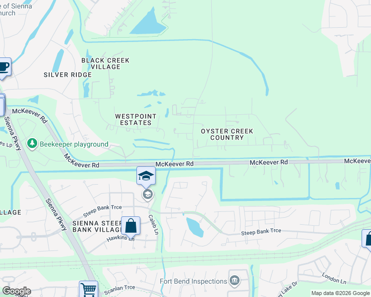 map of restaurants, bars, coffee shops, grocery stores, and more near 5210 Knight Road in Rosharon