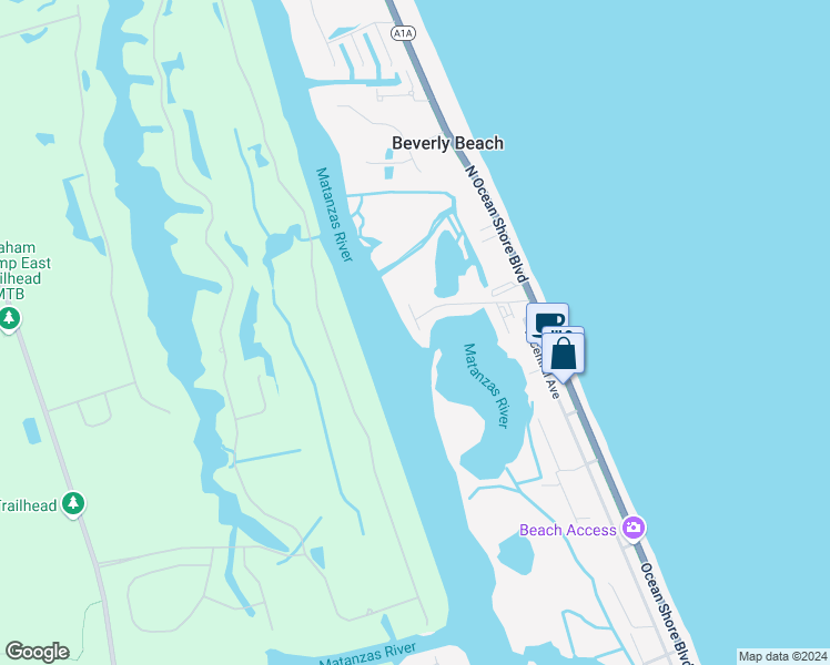 map of restaurants, bars, coffee shops, grocery stores, and more near 806 Ocean Marina Drive in Flagler Beach