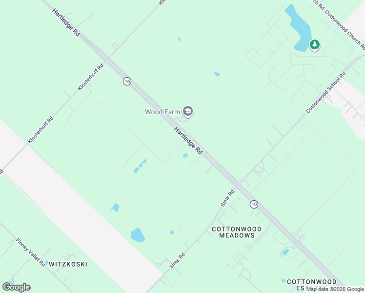 map of restaurants, bars, coffee shops, grocery stores, and more near 1626 Hartledge Road in Rosenberg