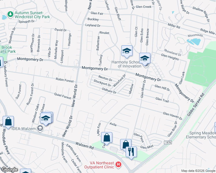 map of restaurants, bars, coffee shops, grocery stores, and more near 7904 Winsford in San Antonio