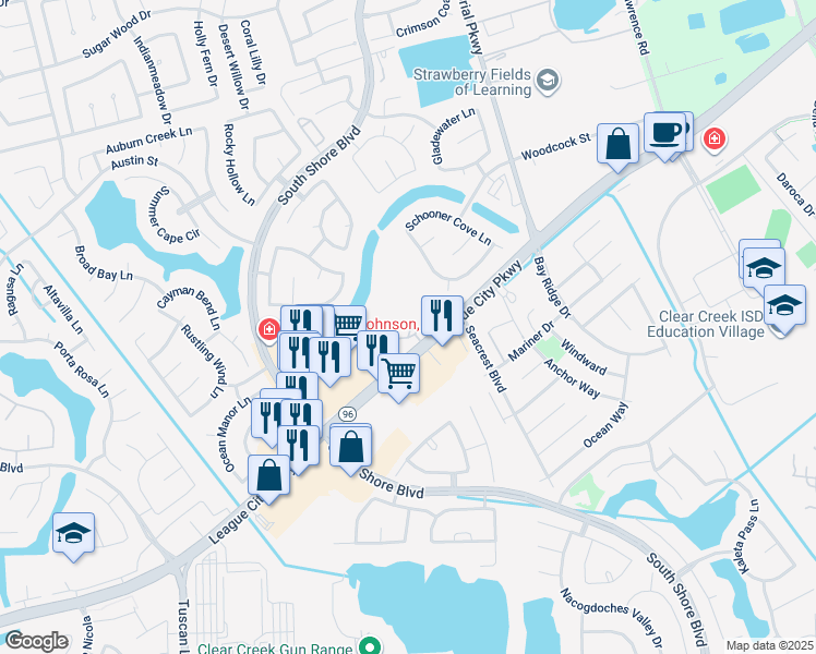 map of restaurants, bars, coffee shops, grocery stores, and more near 2800 League City Parkway in League City