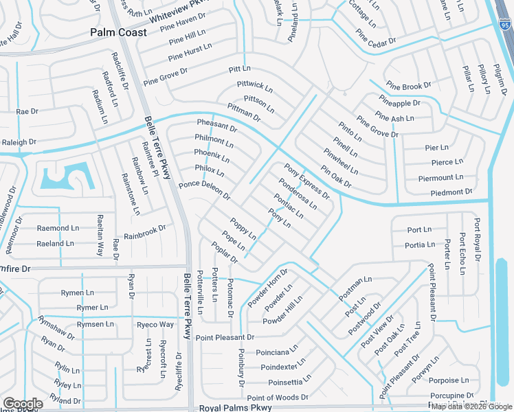 map of restaurants, bars, coffee shops, grocery stores, and more near 40 Ponce Deleon Drive in Palm Coast