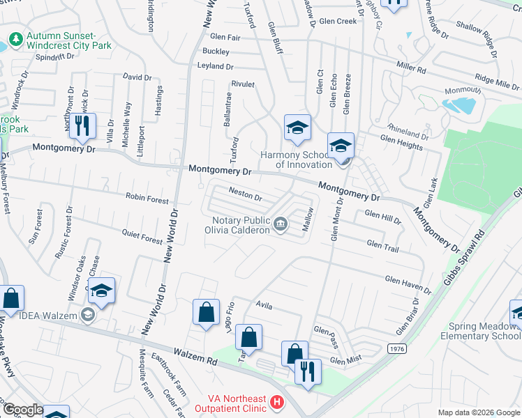 map of restaurants, bars, coffee shops, grocery stores, and more near 7904 Winsford in San Antonio