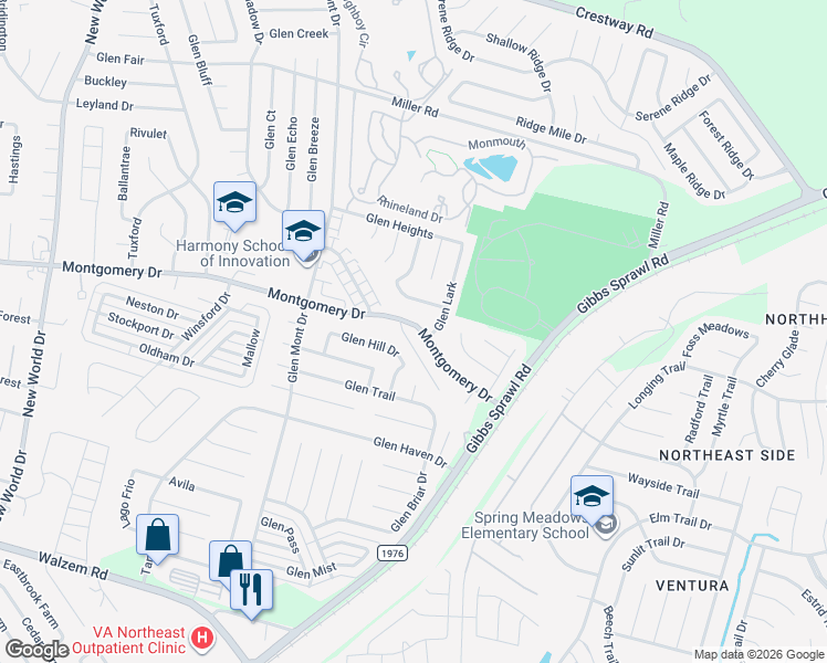 map of restaurants, bars, coffee shops, grocery stores, and more near 7263 Glen Hill in San Antonio