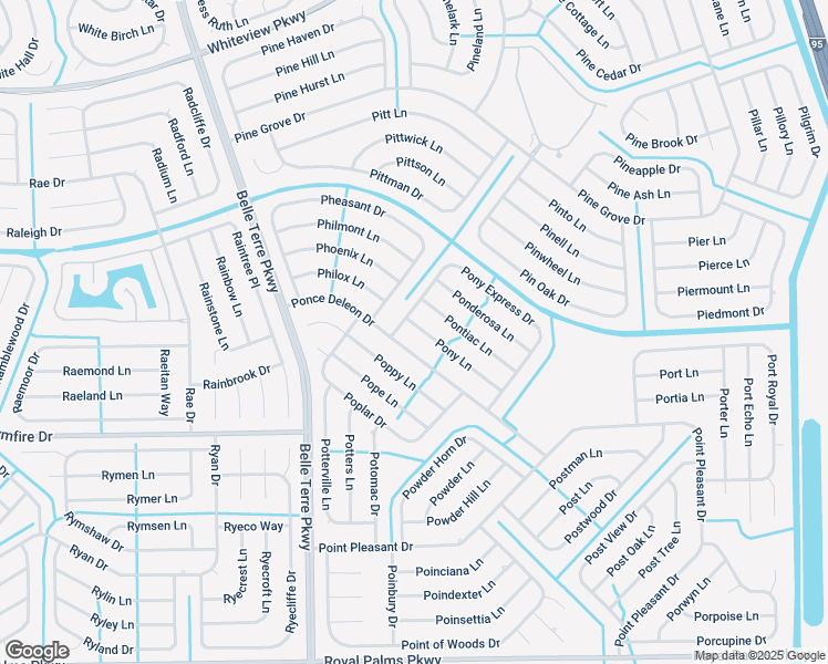 map of restaurants, bars, coffee shops, grocery stores, and more near 9a Pony Express Drive in Palm Coast