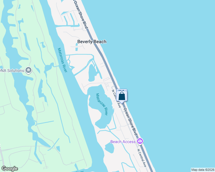 map of restaurants, bars, coffee shops, grocery stores, and more near 2424 North Oceanshore Boulevard in Flagler Beach