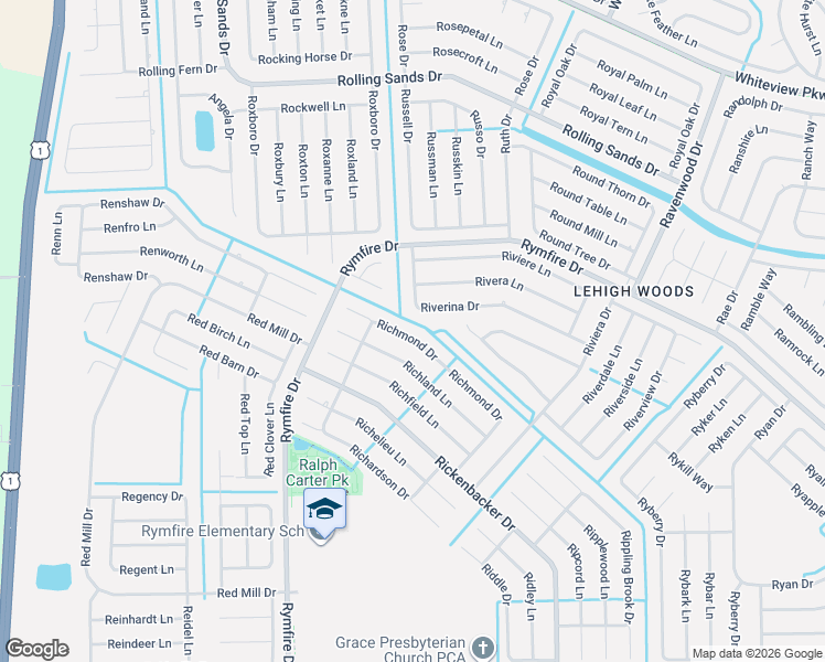 map of restaurants, bars, coffee shops, grocery stores, and more near 20 Riverina Drive in Palm Coast