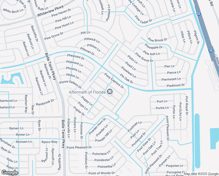 map of restaurants, bars, coffee shops, grocery stores, and more near 17 Ponderosa Lane in Palm Coast