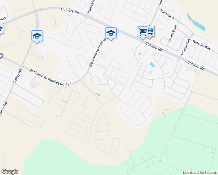 map of restaurants, bars, coffee shops, grocery stores, and more near 9179 Old Farm to Market 471 West in San Antonio
