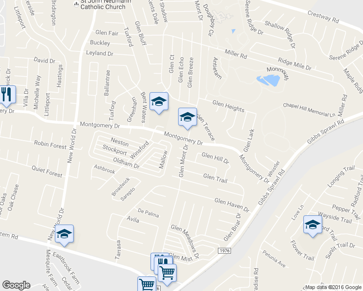 map of restaurants, bars, coffee shops, grocery stores, and more near 7011 Glen Chase in San Antonio