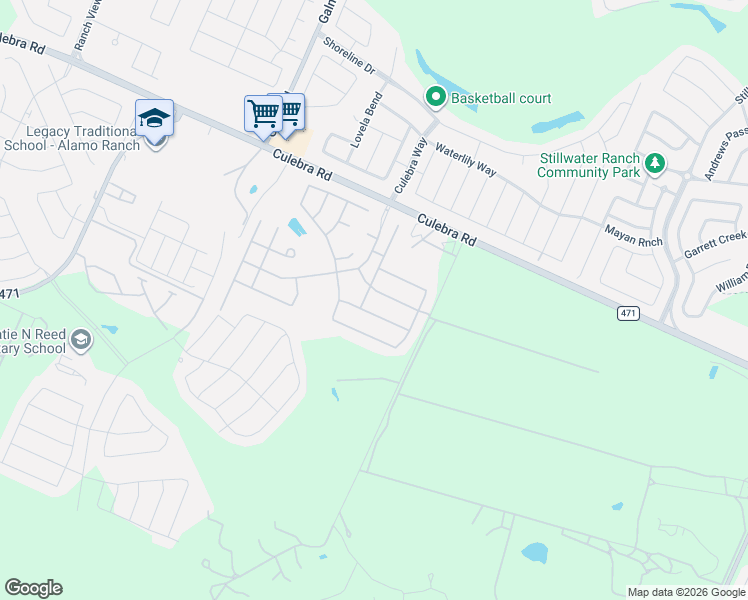map of restaurants, bars, coffee shops, grocery stores, and more near 13046 Stags Leap in San Antonio