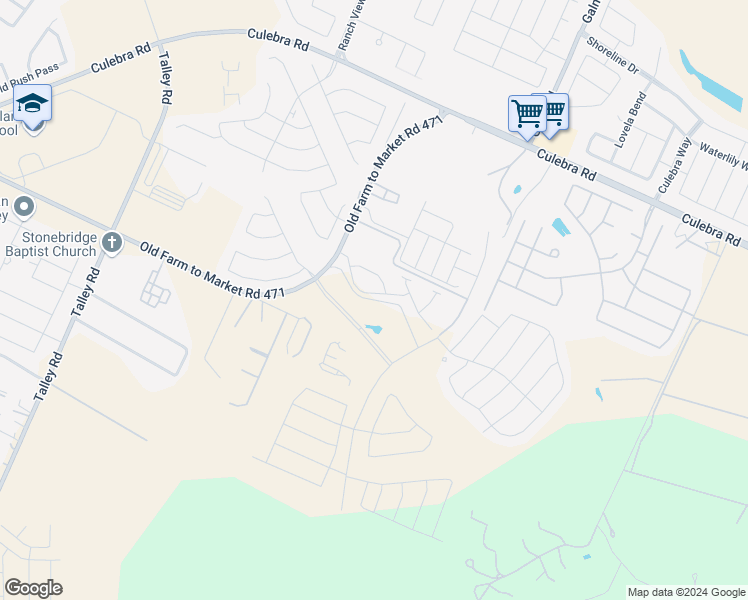 map of restaurants, bars, coffee shops, grocery stores, and more near 13814-13930 Old Farm to Market 471 West in San Antonio