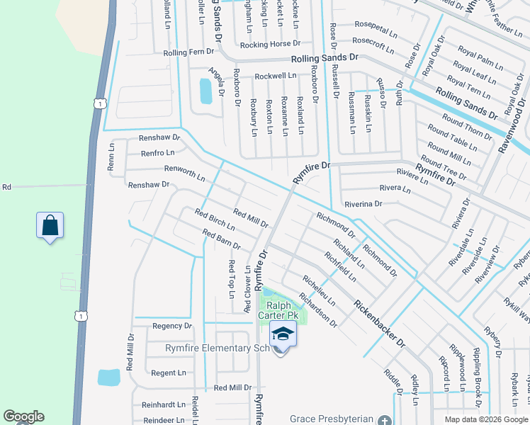 map of restaurants, bars, coffee shops, grocery stores, and more near 14 Renworth Place in Palm Coast