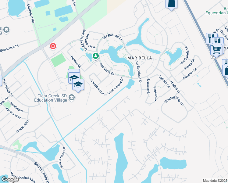 map of restaurants, bars, coffee shops, grocery stores, and more near 4475 Gran Canary Drive in League City