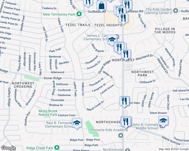 map of restaurants, bars, coffee shops, grocery stores, and more near 7303 Rock Hollow Ln in San Antonio