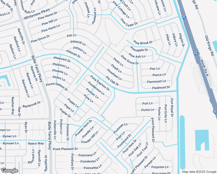 map of restaurants, bars, coffee shops, grocery stores, and more near 55 Pony Express Drive in Palm Coast