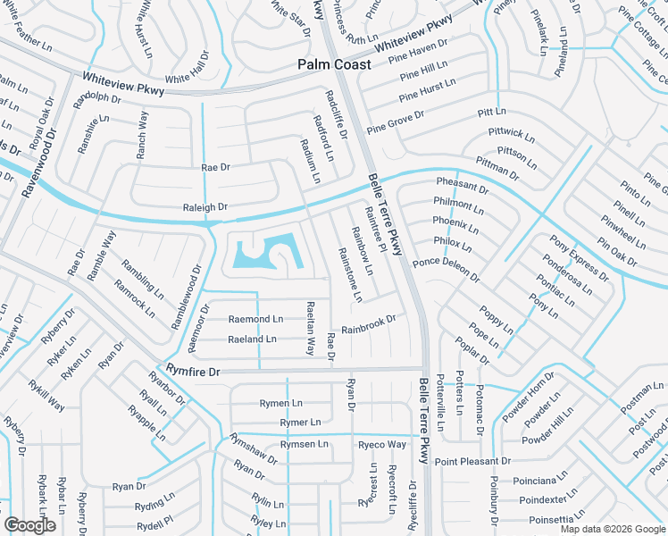 map of restaurants, bars, coffee shops, grocery stores, and more near 6 Raintree Circle in Palm Coast