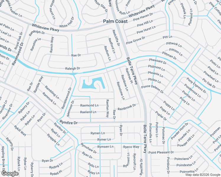 map of restaurants, bars, coffee shops, grocery stores, and more near 6 Raintree Circle in Palm Coast