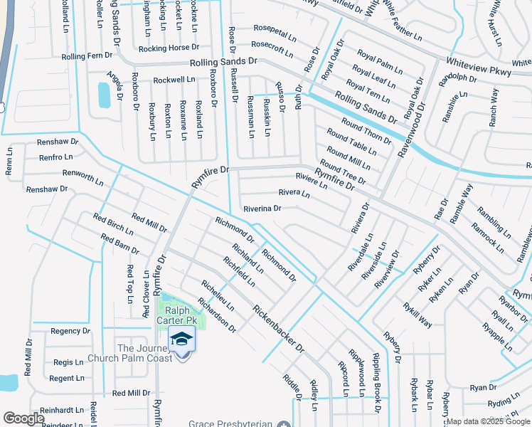 map of restaurants, bars, coffee shops, grocery stores, and more near 32 Riverina Drive in Palm Coast
