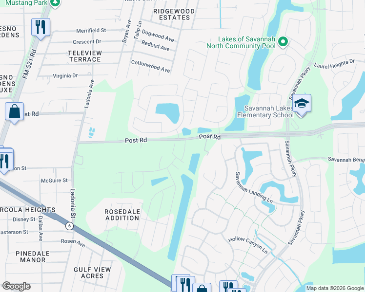 map of restaurants, bars, coffee shops, grocery stores, and more near 709 Post Street in Fresno