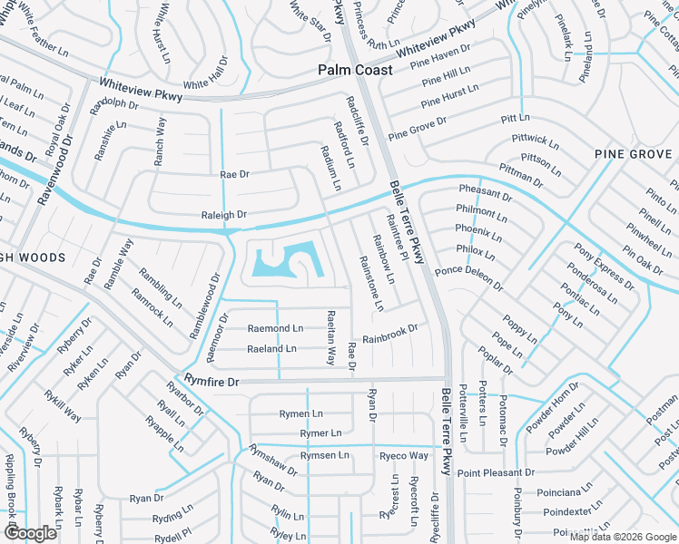 map of restaurants, bars, coffee shops, grocery stores, and more near 8 Raintree Circle in Palm Coast