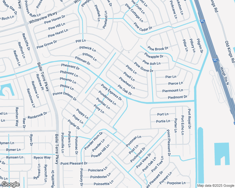 map of restaurants, bars, coffee shops, grocery stores, and more near 55 Pony Express Drive in Palm Coast