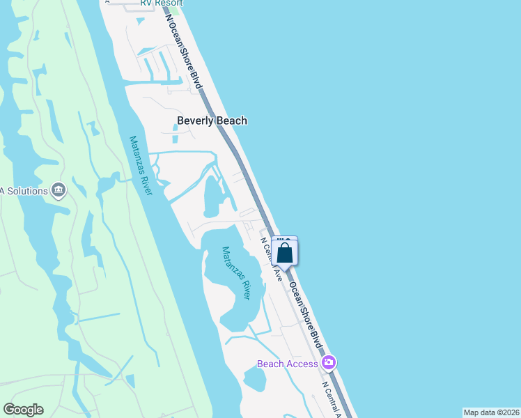 map of restaurants, bars, coffee shops, grocery stores, and more near 3170 North Oceanshore Boulevard in Flagler Beach