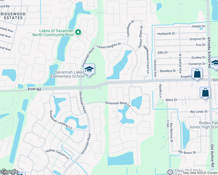 map of restaurants, bars, coffee shops, grocery stores, and more near 5202 Pale Sage Lane in Rosharon