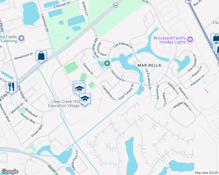 map of restaurants, bars, coffee shops, grocery stores, and more near 2297 Catalonia Cove in League City