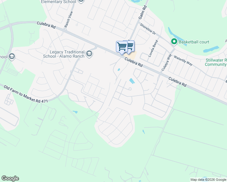 map of restaurants, bars, coffee shops, grocery stores, and more near 7711 Harvest Bay in San Antonio