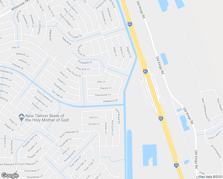 map of restaurants, bars, coffee shops, grocery stores, and more near 28 Pierce Lane in Palm Coast