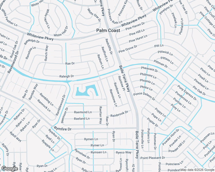 map of restaurants, bars, coffee shops, grocery stores, and more near 121 Rae Drive in Palm Coast