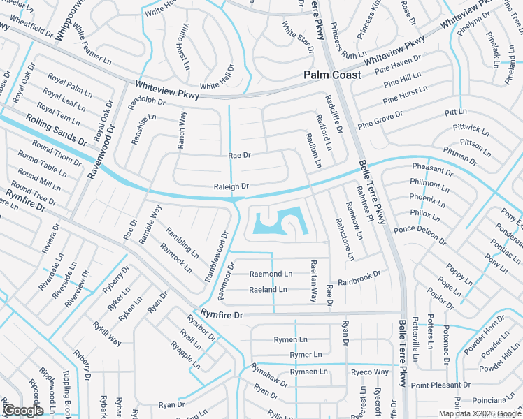 map of restaurants, bars, coffee shops, grocery stores, and more near 69 Raintree Circle in Palm Coast
