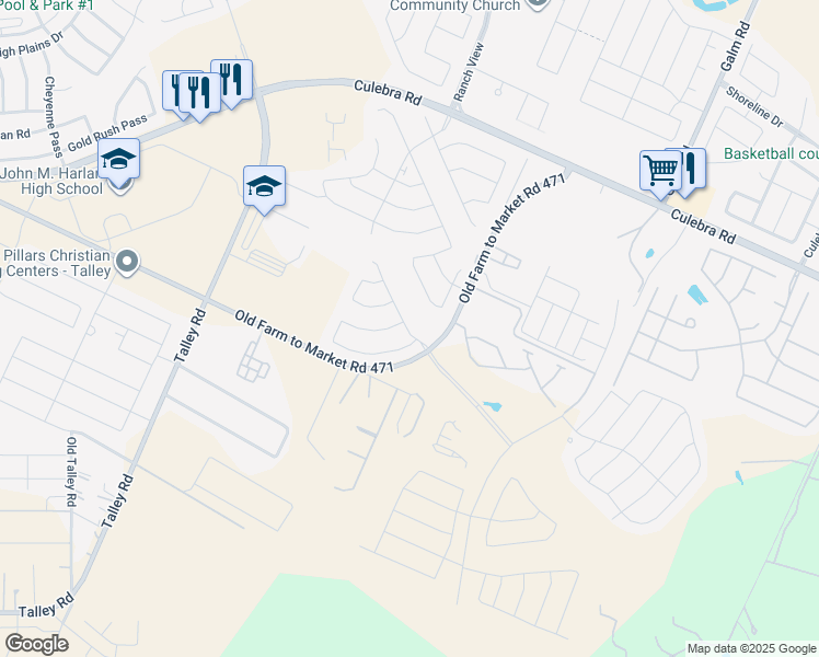 map of restaurants, bars, coffee shops, grocery stores, and more near 13804 Taverns Turn in San Antonio