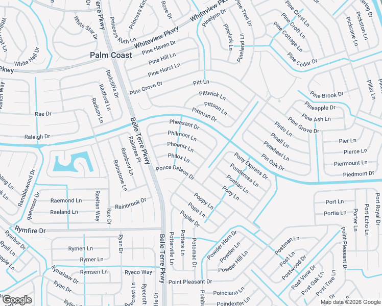 map of restaurants, bars, coffee shops, grocery stores, and more near 22 Phoenix Lane in Palm Coast