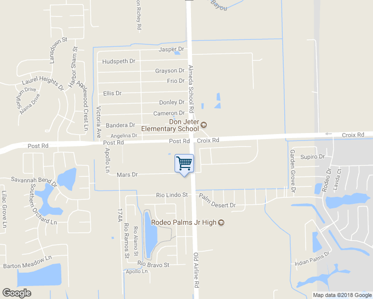 map of restaurants, bars, coffee shops, grocery stores, and more near 5010 County Road 48 in Rosharon