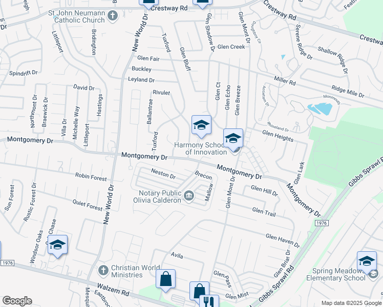 map of restaurants, bars, coffee shops, grocery stores, and more near 8306 Bent Waters in San Antonio
