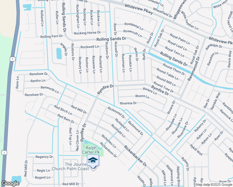 map of restaurants, bars, coffee shops, grocery stores, and more near 8 Riverina Drive in Palm Coast