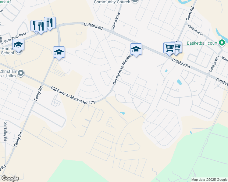 map of restaurants, bars, coffee shops, grocery stores, and more near 13748-13812 Old Farm to Market 471 West in San Antonio