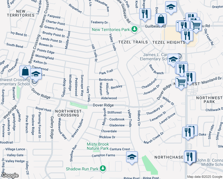map of restaurants, bars, coffee shops, grocery stores, and more near 7615 Vickery in San Antonio